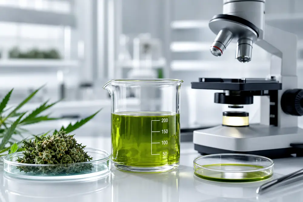 Clinical lab testing setup with botanical extract